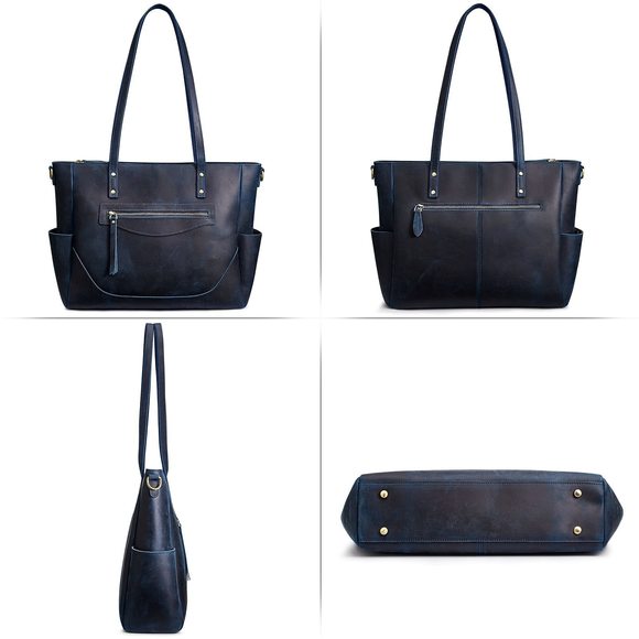 Genuine Leather Tote Bag Large Shoulder Purses Work Handbags With :^) - Picture 6 of 7